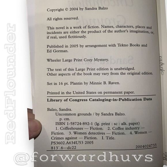 Uncommon Grounds by Sandra Balzo - Large Print Edition - Picture 6 of 9